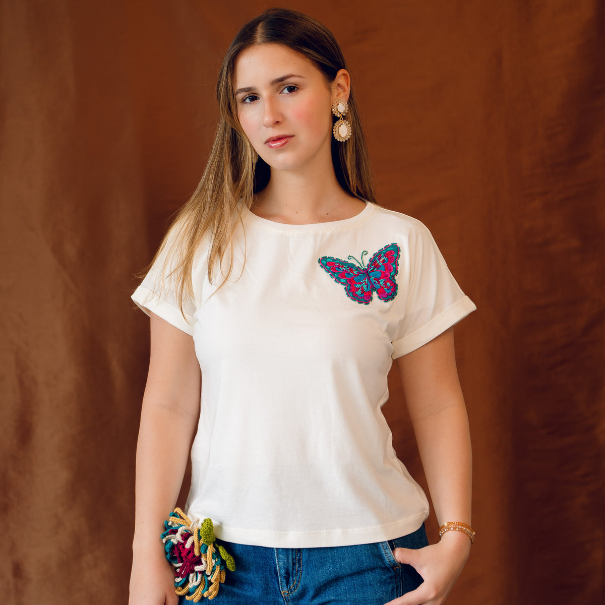 Embroidered Printed T-Shirt