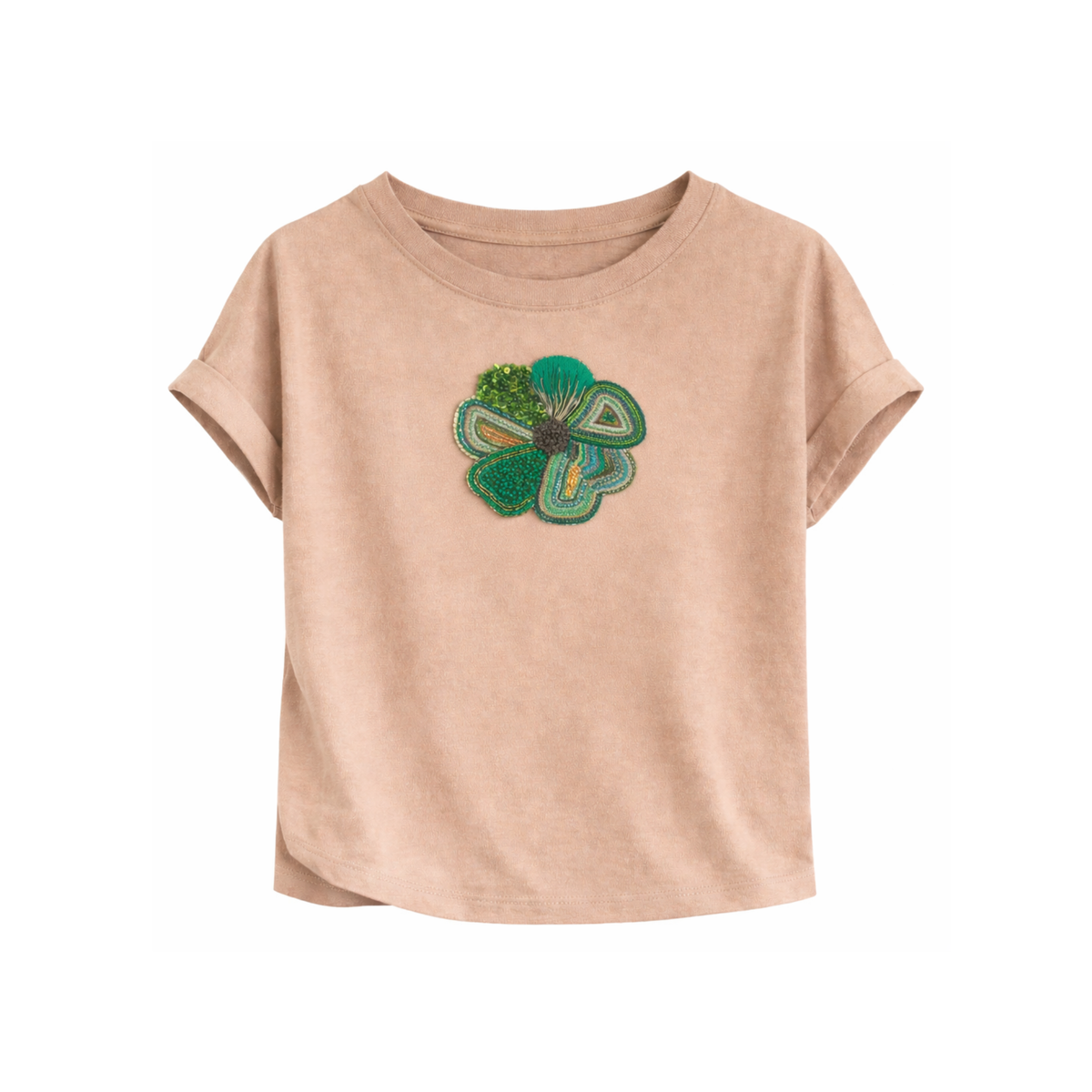 Embroidered T-Shirt Flor Pop