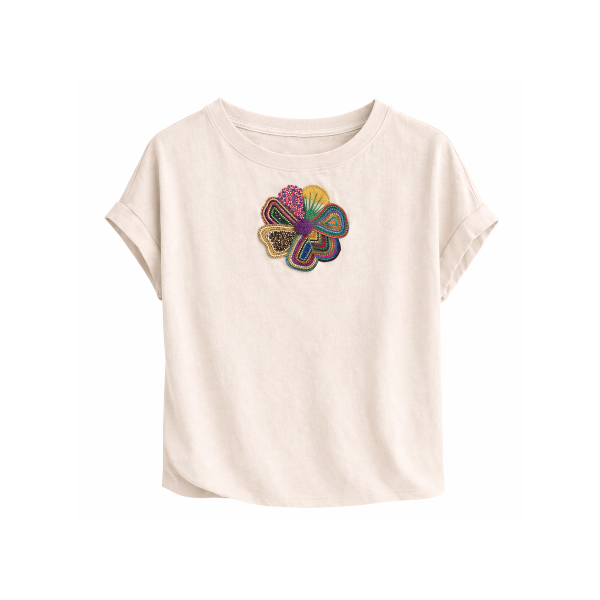 Embroidered T-Shirt Flor Pop