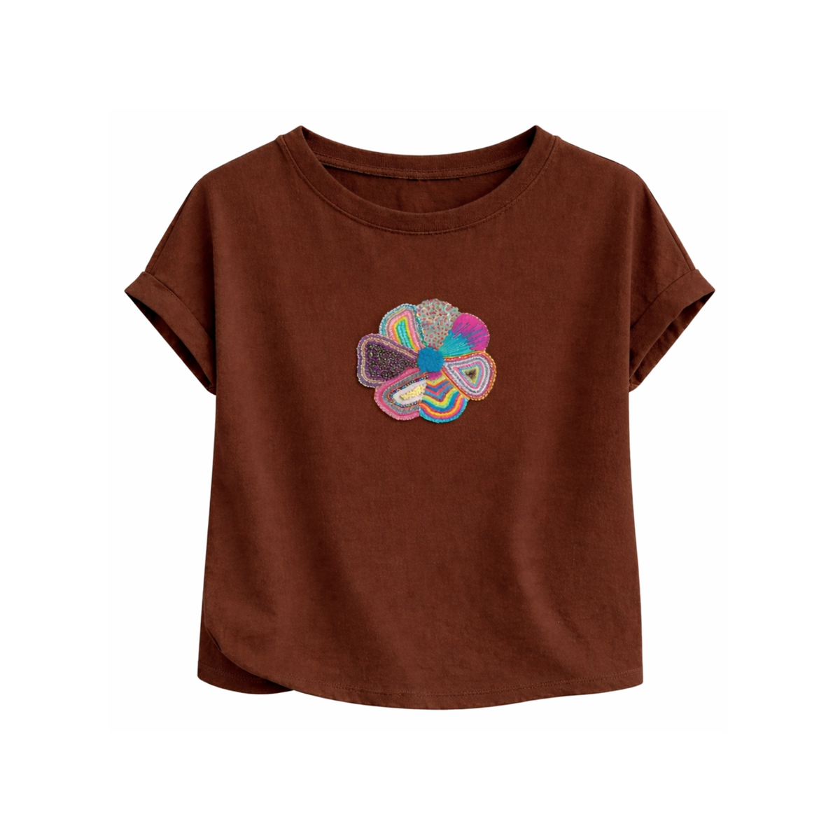Embroidered T-Shirt Flor Pop